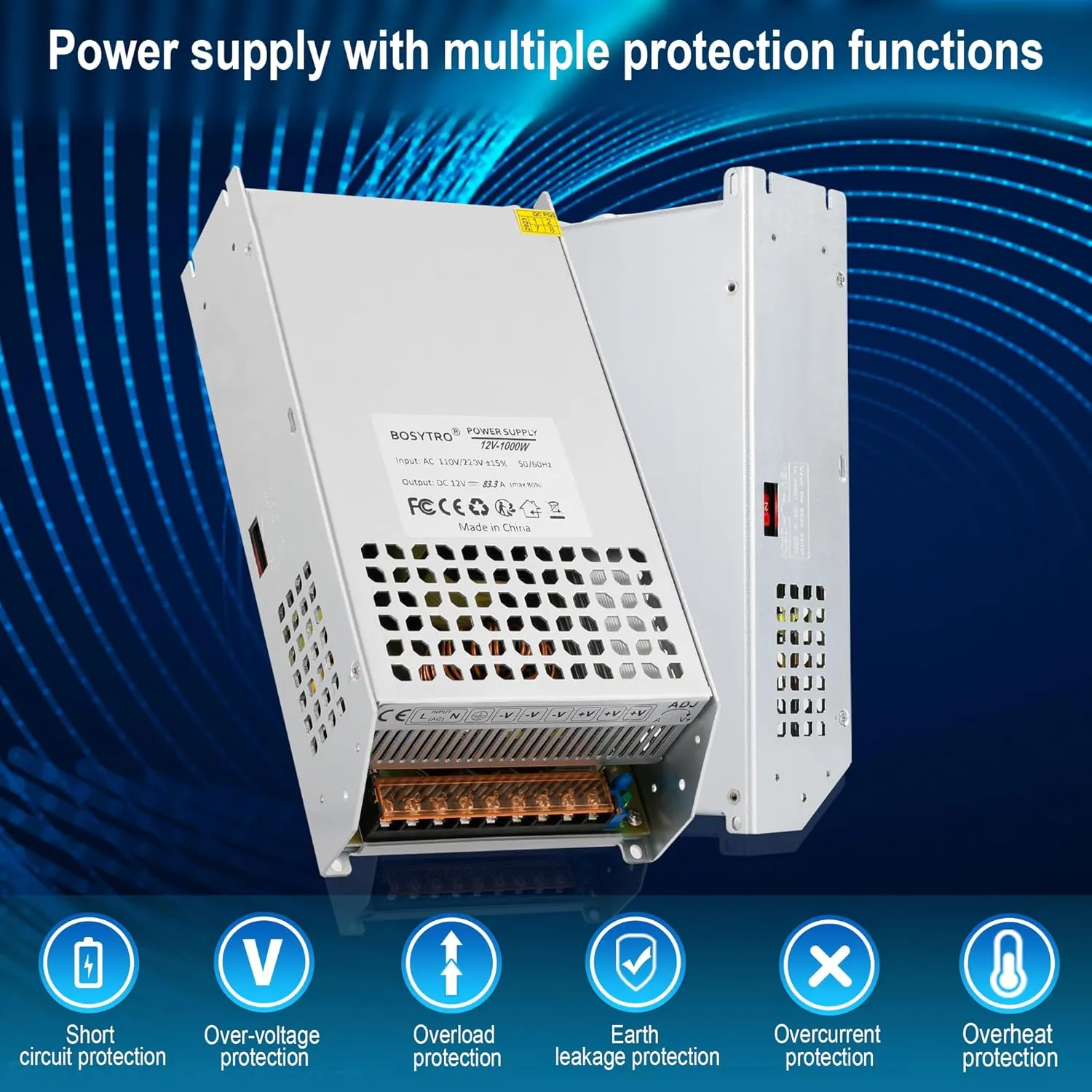 DC 12V 83.3A 1000W Switching Power Supply SMPS AC 110V / 220V-DC 12V Transformer Adapter, for Advertising Signs, CCTV Camera Security System,Computer Project of Industrial Power Supplies