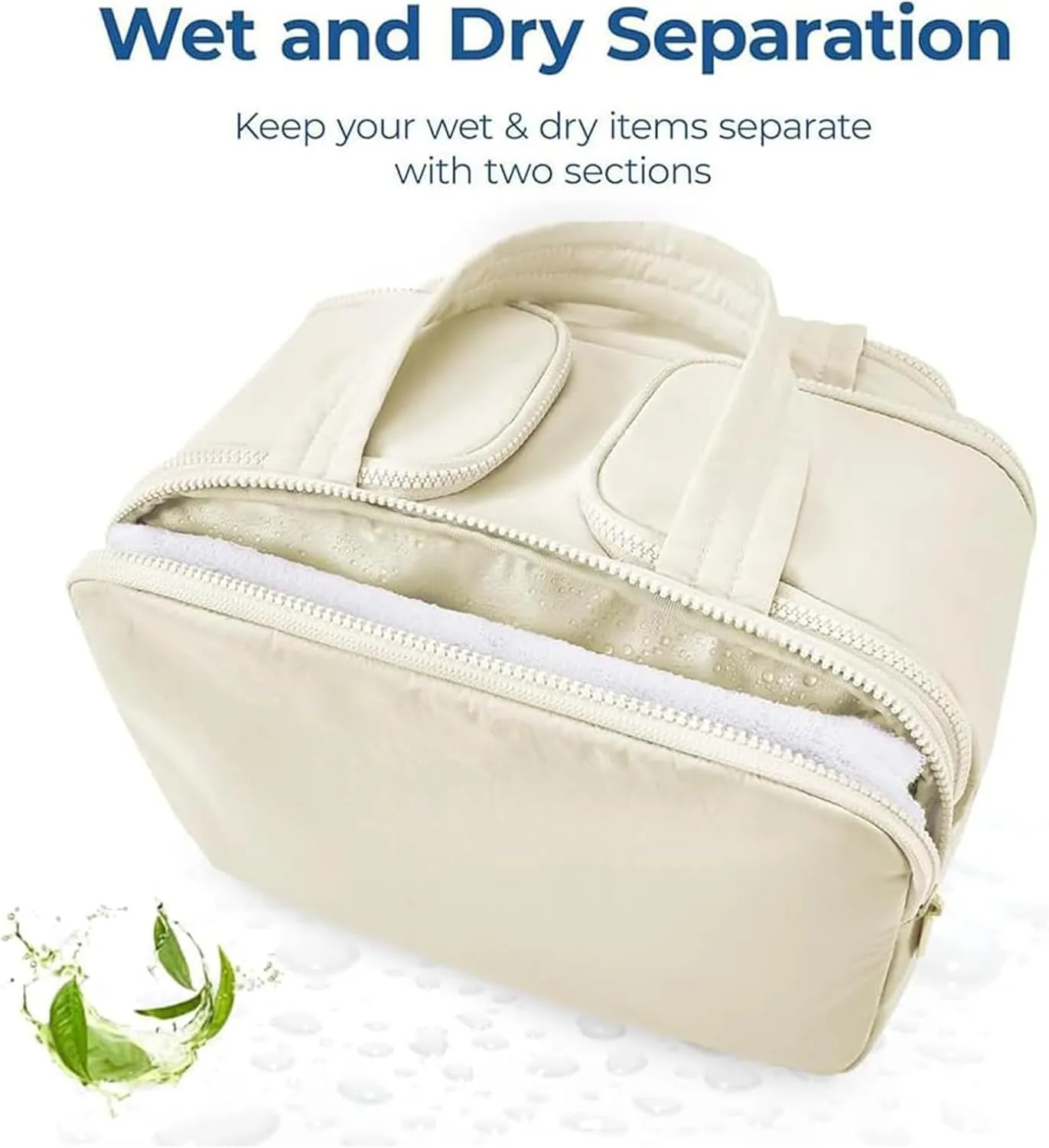 Decisive Makeup Bag, Elouva Toiletry Bag, Large Capacity Wide-Open Travel Cosmetic Bag, Lightweight Waterproof Puffer Storage Bag, Dry-and-Wet Separation with 4 Compartments for Easy Access (Gray)