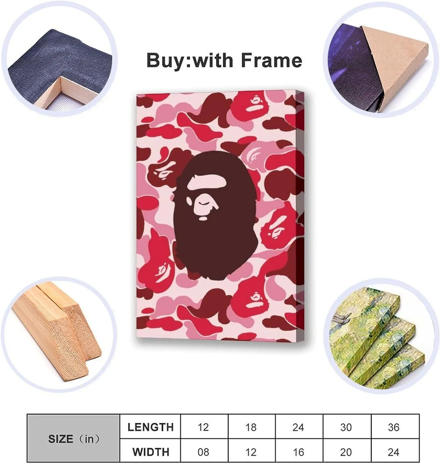 DecoVista Bape Camo Monkey Hypebeast Room Aesthetic Posters, Canvas Prints, Wall Art for Bedroom, Office, And Gift Decoration 12x18inchs(30x45cm)