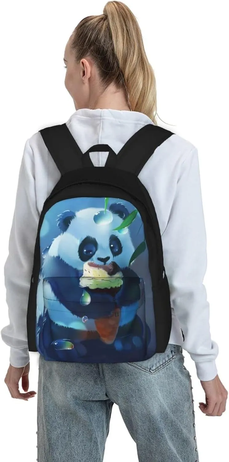 Delerain Panda Ice Cream Kids Backpack School Book Bag Travel Daypack Shoulder Bag 17 Inch Plus Lightweight Laptop Bag For 1-6th Grade Boys Girls Back To School
