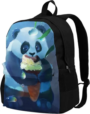 Delerain Panda Ice Cream Kids Backpack School Book Bag Travel Daypack Shoulder Bag 17 Inch Plus Lightweight Laptop Bag For 1-6th Grade Boys Girls Back To School
