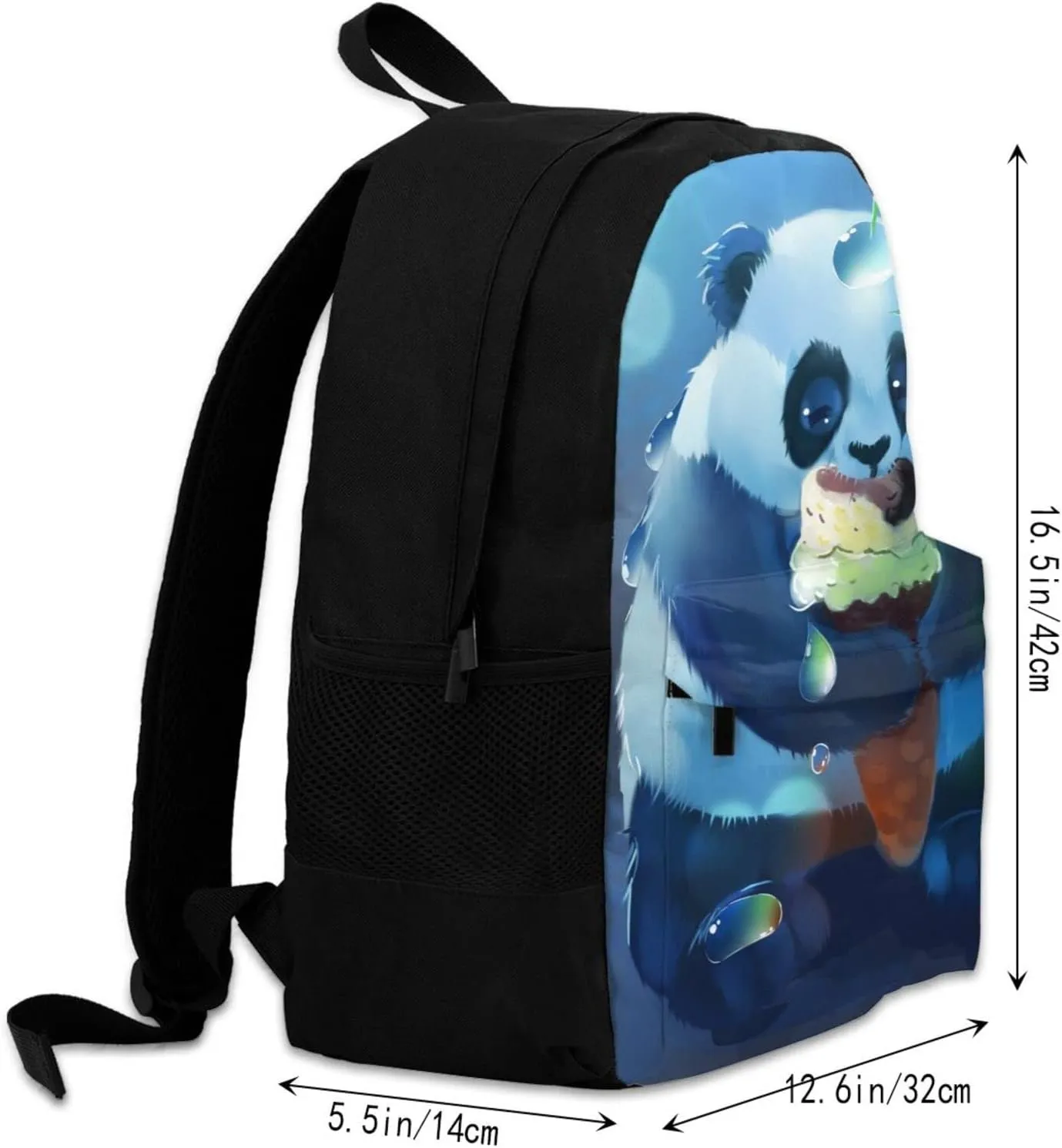 Delerain Panda Ice Cream Kids Backpack School Book Bag Travel Daypack Shoulder Bag 17 Inch Plus Lightweight Laptop Bag For 1-6th Grade Boys Girls Back To School