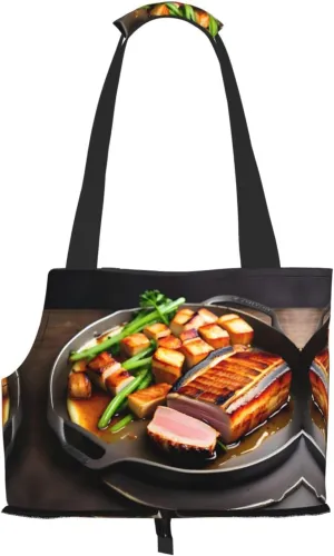 Delicious Grilled Meat Printed Pet Shoulder Bag, Specially Designed for Small Dogs and Cats, Multifunctional Shoulder and Handbag