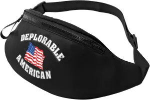 Deplorable and Proud American Flag Sports crossbody waist bag, casual chest bag