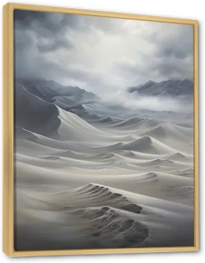 DesignQ Grey Global Canvas wall art, Desert Wall Art, Desert Sandstorm Euphony Impasto, desert Brown Framed Wall art decor, 30x40 inches