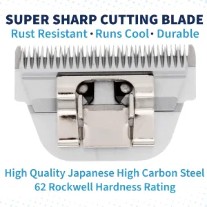 Detachable A Series 3 Wide Blade Dog Grooming Cut Length 1/2" / 13mm Japanese Carbonized Steel Dog Grooming Blades (Compatible A5 Series Clippers for Dogs Horses(B3FW)