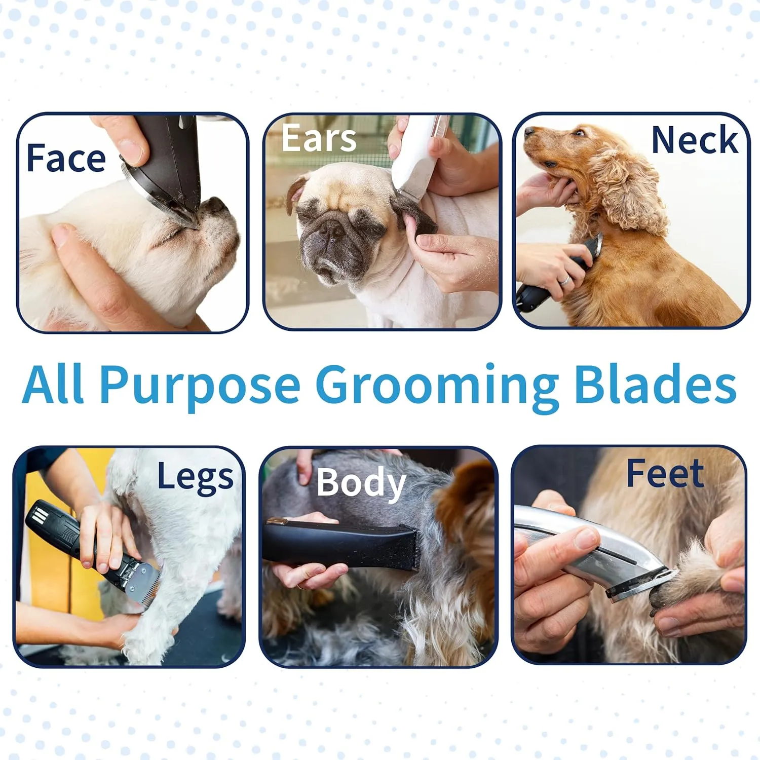 Detachable A Series 3 Wide Blade Dog Grooming Cut Length 1/2" / 13mm Japanese Carbonized Steel Dog Grooming Blades (Compatible A5 Series Clippers for Dogs Horses(B3FW)