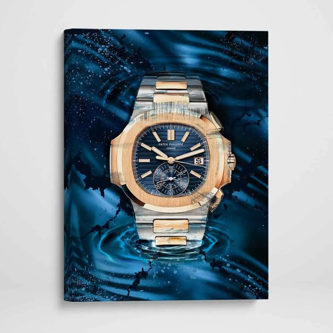 DEVICI Patek Philippe Nautilus Two-Tone inspired Patek Philippe Stretched Canvas Wall Art - Motivational Wall Art Patek Philippe Watches For Men Wall Decor Inspirational Wall Art Posters & Prints