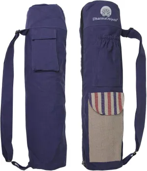 DharmaObjects Yoga Mat Bag Tote Carrier 100% Organic Cotton Hemp/Eco Friendly Multi-Functional Storage Pockets Fair Trade