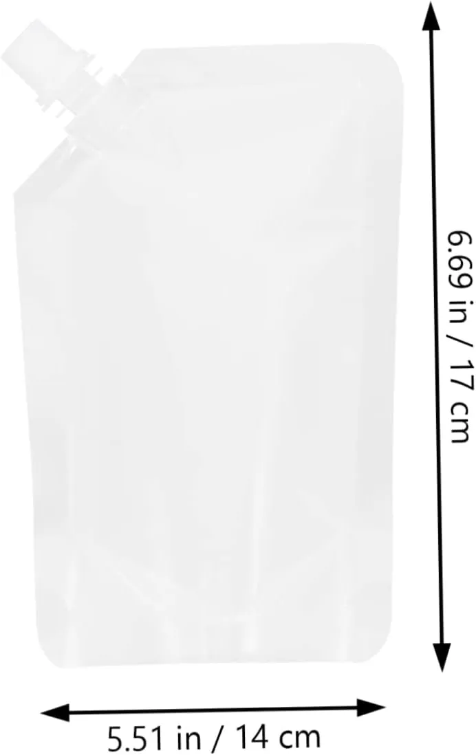 Disposable Liquid Beverage Bags with Plastic Spout 150ml for Juice Beer and Party Drinks Includes 5 Funnels for Easy Filling