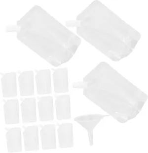 Disposable Liquid Beverage Bags with Plastic Spout 150ml for Juice Beer and Party Drinks Includes 5 Funnels for Easy Filling