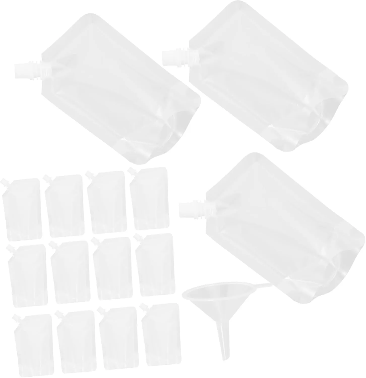 Disposable Liquid Beverage Bags with Plastic Spout 150ml for Juice Beer and Party Drinks Includes 5 Funnels for Easy Filling
