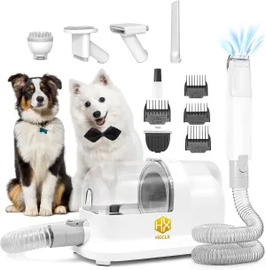 Dog Grooming Kits, Pet Vacuum Machine, Dog Electric Clippers, Pet Grooming Vacuum for Dogs with 2L Dust Cup, 6 Professional Pet Grooming Kit for Dogs Cats, White