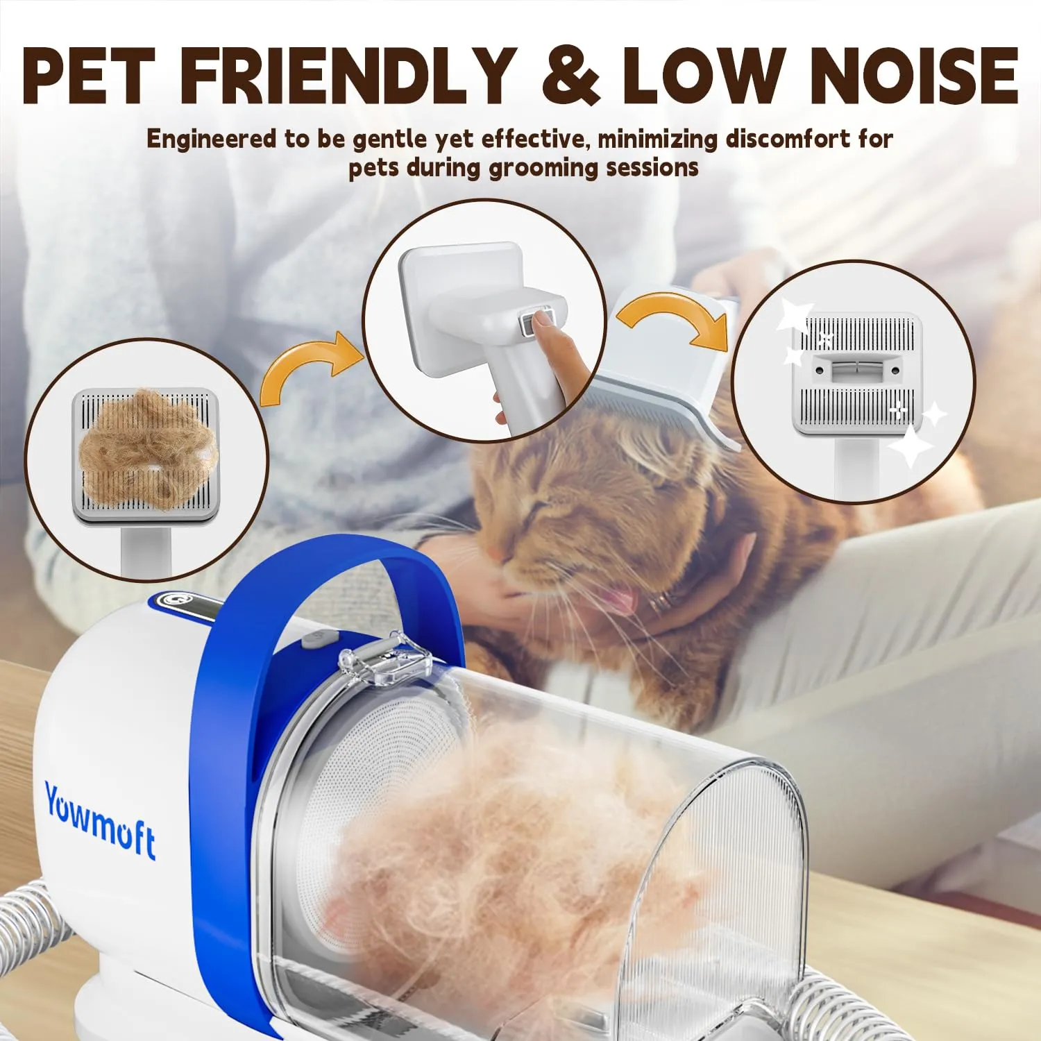 Dog Grooming Vacuum & Dog Grooming Kit, Dog Vacuum for Shedding Grooming with 2 L Capacity, Max 11 Kpa Dog Hair Vacuum with 15 Pet Grooming Tools & Bag, Pet Grooming Vacuum for Dogs/Cats/Home
