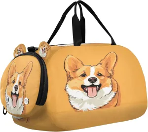 Dog Kids Overnight Sports Duffel Bags with Shoe Compartment & Wet Pocket Travel Sport Gym Bag for Girls Boys