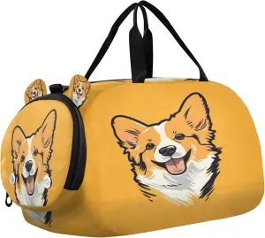 Dog Kids Overnight Sports Duffel Bags with Shoe Compartment & Wet Pocket Travel Sport Gym Bag for Girls Boys