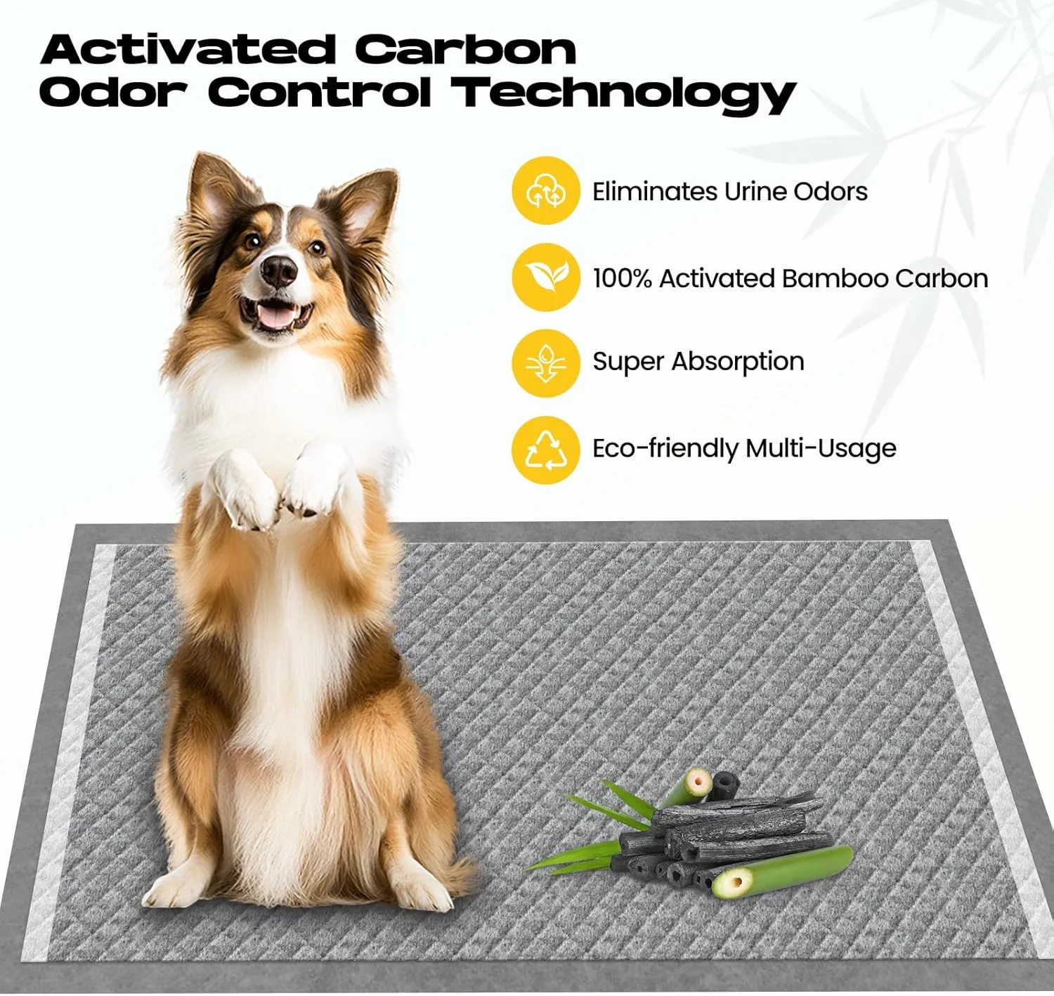 Dog Pee Pads for Dogs XXL 30"x36" Charcoal Puppy Pads 50 Counts Extra Large Disposable Activated Carbon Super Absorbent Full Edge-Wrapping Pee Pads Odor-Control Training Pads（Simplified Version）