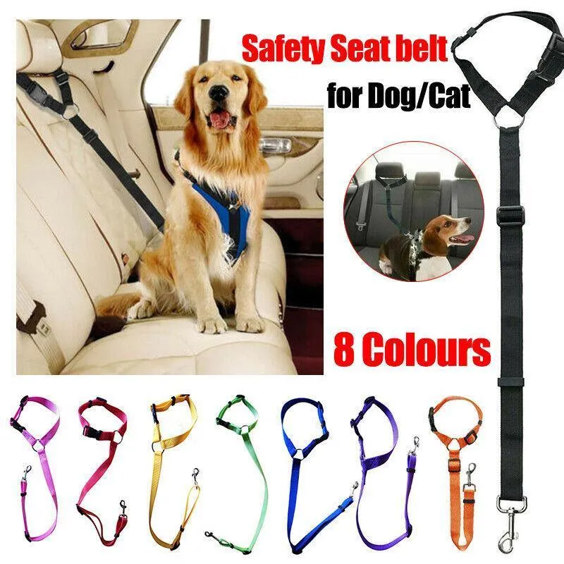 Dog Pet Safety Seat Belt Clip For Car Vehicle Seatbelt Adjustable Harness Lead