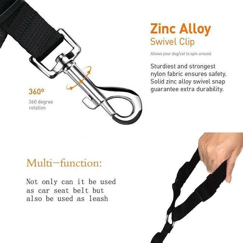 Dog Pet Safety Seat Belt Clip For Car Vehicle Seatbelt Adjustable Harness Lead