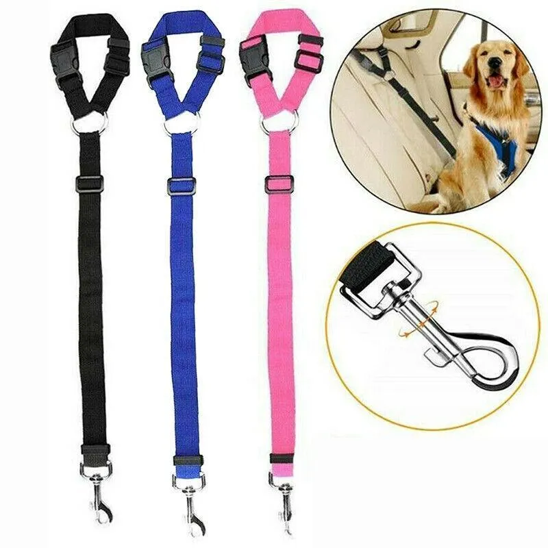 Dog Pet Safety Seat Belt Clip For Car Vehicle Seatbelt Adjustable Harness Lead