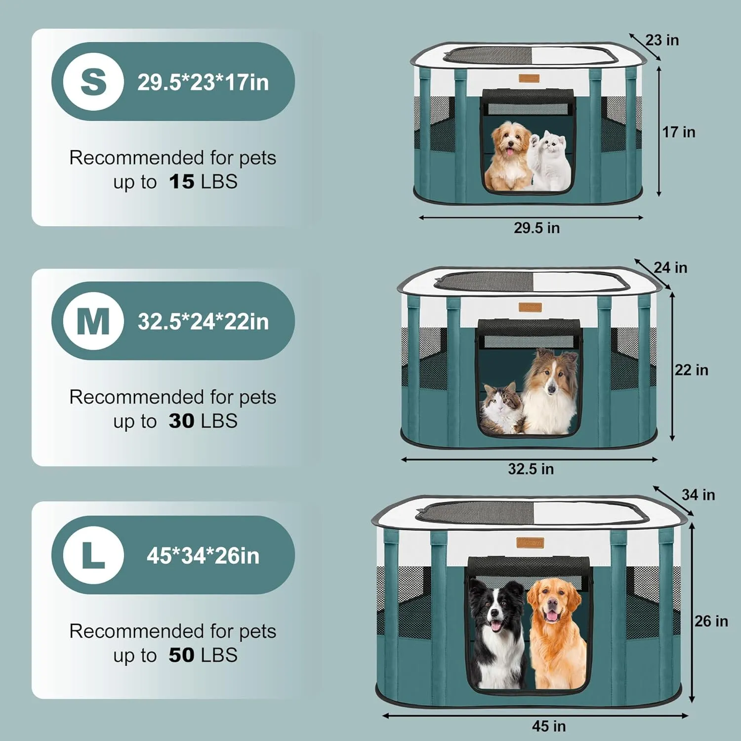 Dog Playpen - Foldable Cat Play Pens for Pubby,Kitten, Rabbit,Portable Pet Tent with Carring Bag for Indoor/Outdoor Travel Camping (Blue-Large)
