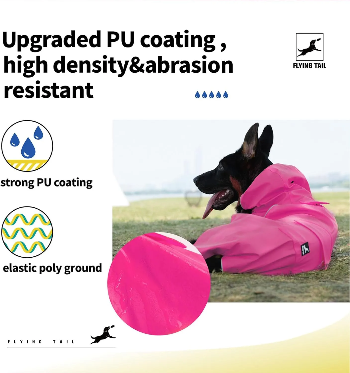 Dog Raincoat Waterproof Reflective Jacket – Lightweight Hooded Poncho with Adjustable Belly Strap & Leash Hole – Rain Slicker Coat for 2XSmall-5XLarge Dogs – Easy to Wear(Pink, XXXX-Large)
