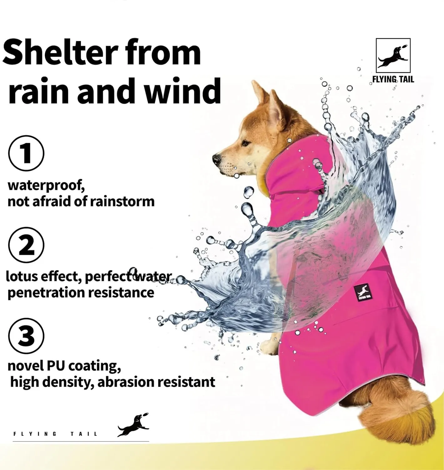 Dog Raincoat Waterproof Reflective Jacket – Lightweight Hooded Poncho with Adjustable Belly Strap & Leash Hole – Rain Slicker Coat for 2XSmall-5XLarge Dogs – Easy to Wear(Pink, XXXX-Large)