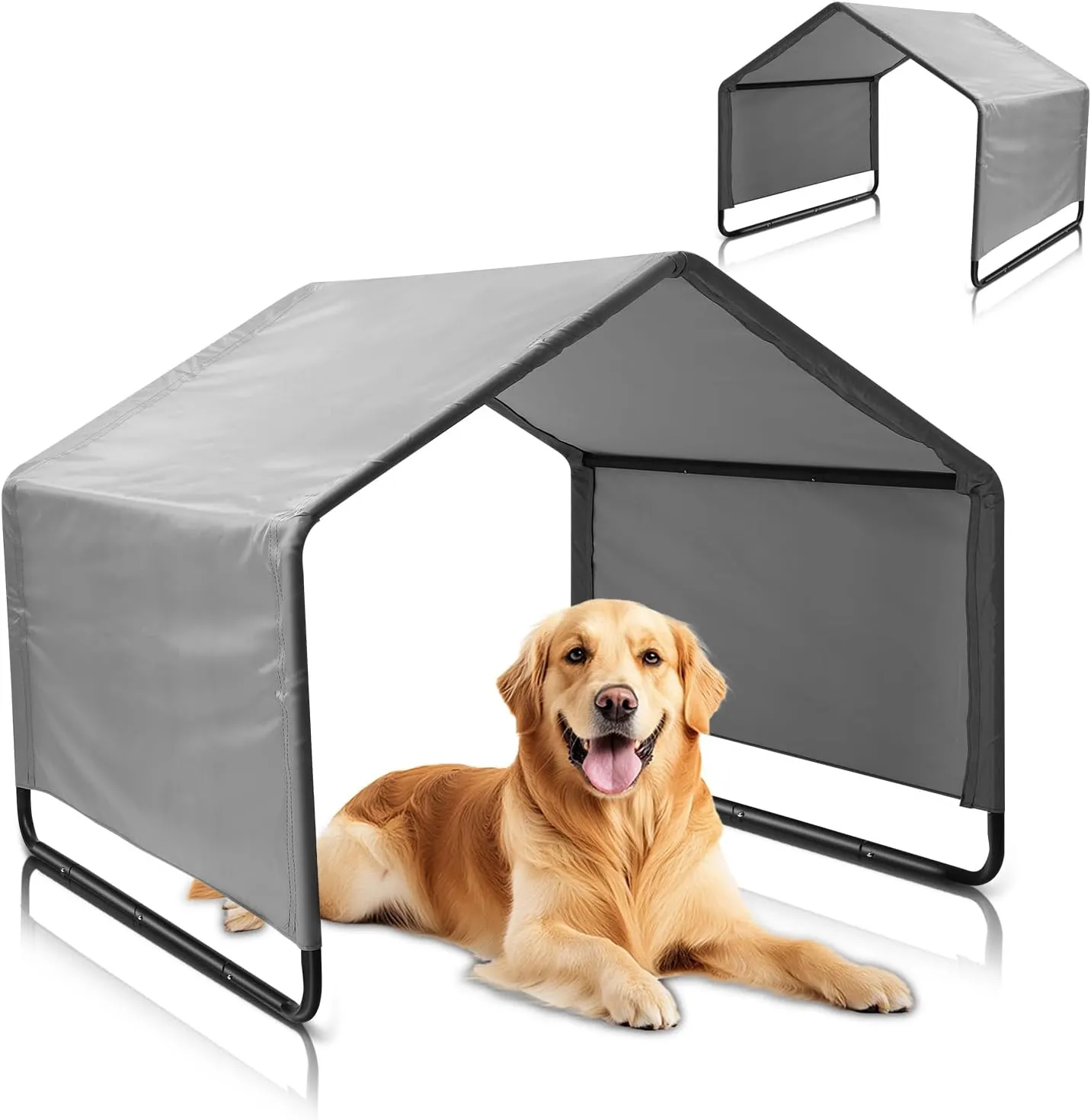 Dog Tent, Sun Protection Windproof Pet Tent for Dogs, Waterproof Dog Shade Shelter, 49x49x43in Outdoor Dogs Shade Canopy Camping Tent for Pets, Cats, Livestock (Grey, 49x49x43in)