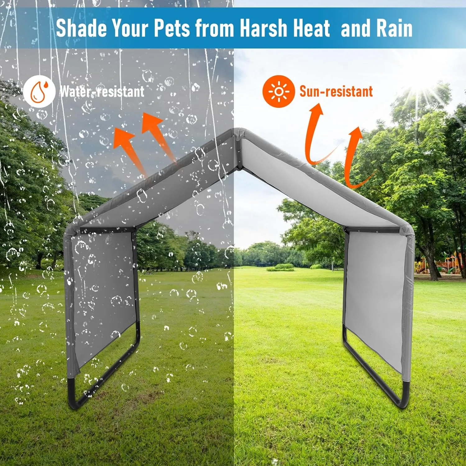 Dog Tent, Sun Protection Windproof Pet Tent for Dogs, Waterproof Dog Shade Shelter, 49x49x43in Outdoor Dogs Shade Canopy Camping Tent for Pets, Cats, Livestock (Grey, 49x49x43in)