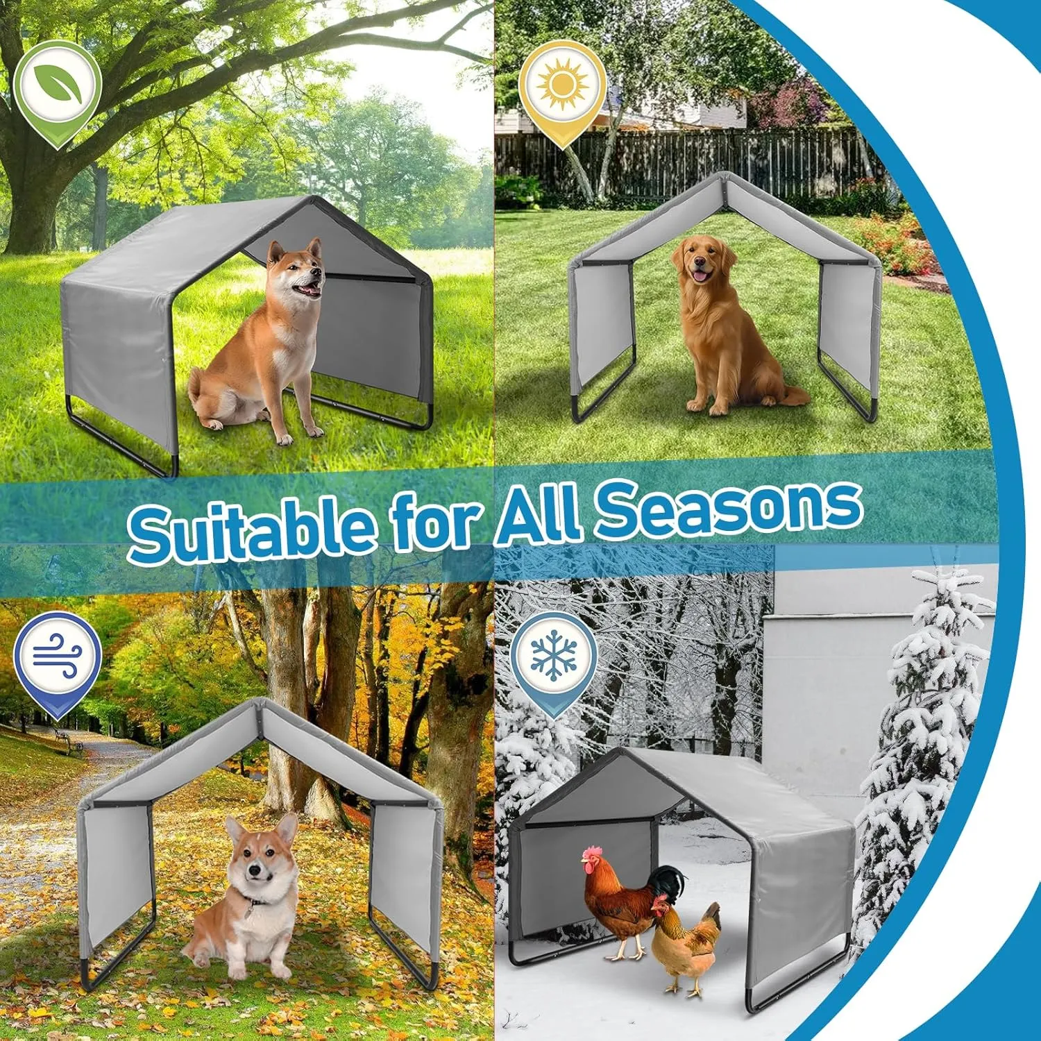 Dog Tent, Sun Protection Windproof Pet Tent for Dogs, Waterproof Dog Shade Shelter, 49x49x43in Outdoor Dogs Shade Canopy Camping Tent for Pets, Cats, Livestock (Grey, 49x49x43in)