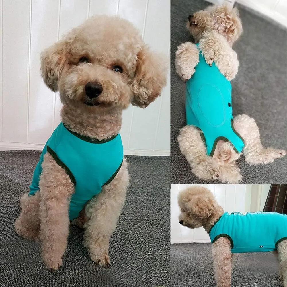 Dog’s Recovery Suit Post Surgery Shirt for Puppy, Wound Protective Clothes for Little Animals(Blue-s)