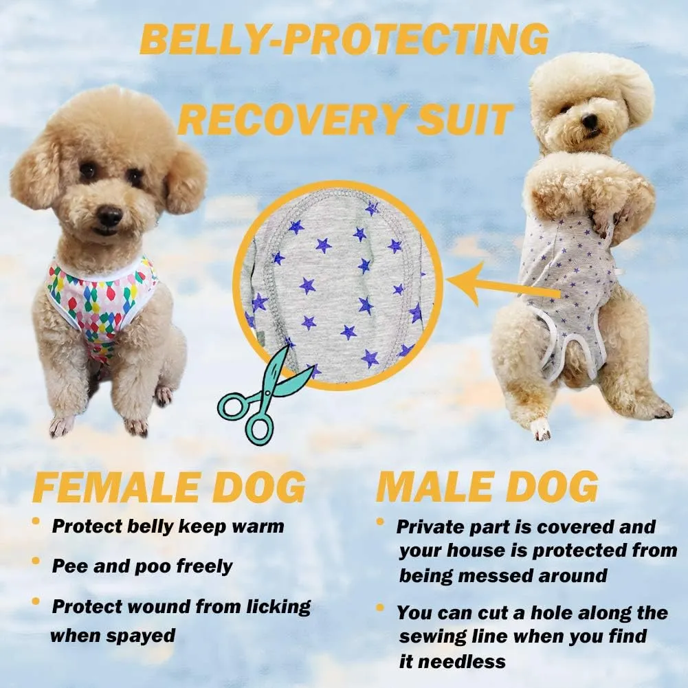 Dog’s Recovery Suit Post Surgery Shirt for Puppy, Wound Protective Clothes for Little Animals(Blue-s)