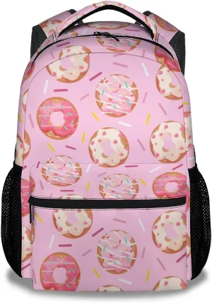 Donut Backpacks for Girls - 16 Inch Cute Backpack for School - Pink, Large Capacity, Durable, Lightweight Bookbag for Kids Travel