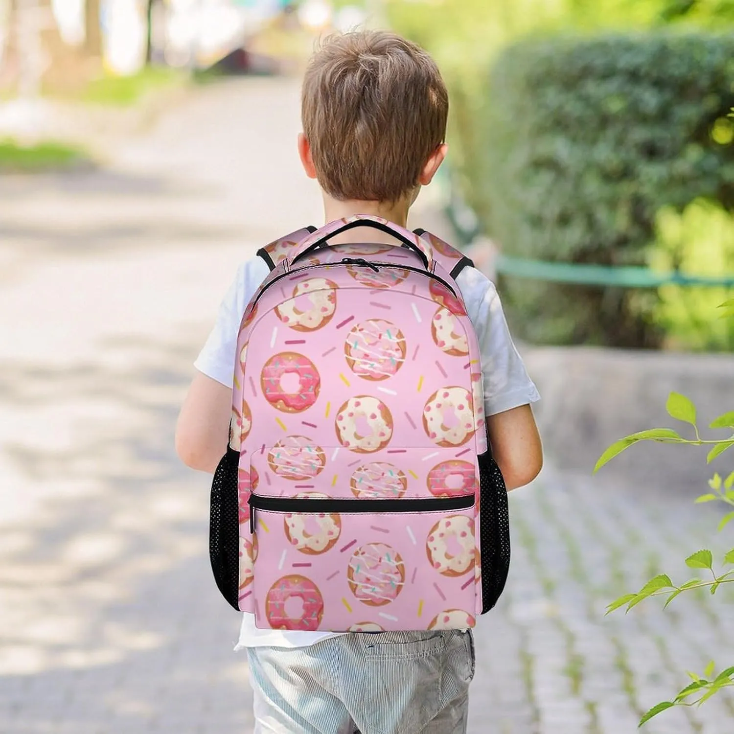 Donut Backpacks for Girls - 16 Inch Cute Backpack for School - Pink, Large Capacity, Durable, Lightweight Bookbag for Kids Travel