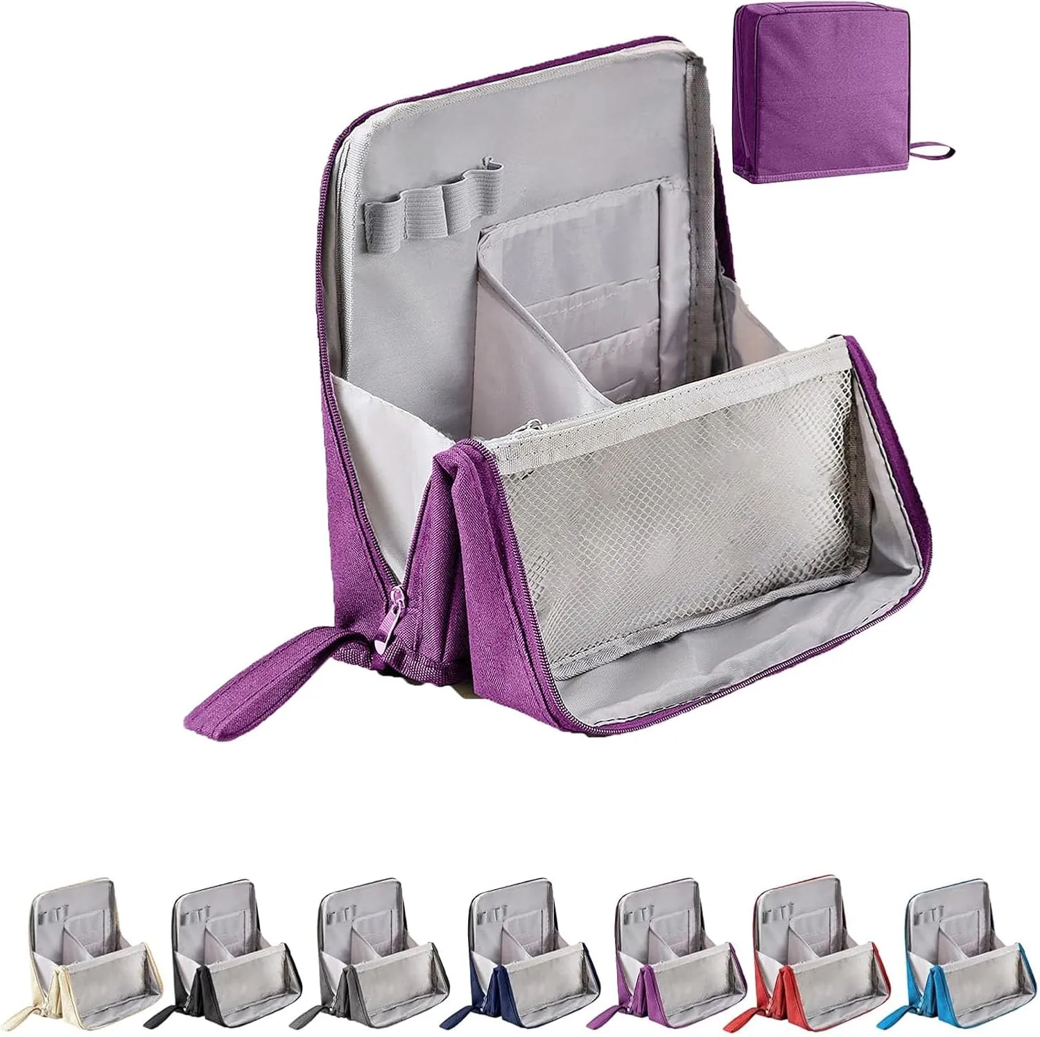 Doresty Makeup Bag,Standing Makeup Bag – Portable, Large Capacity,Waterproof,Multi-Purpose Large Capacity Oxford Cloth Standing Makeups Bags,for Daily,Travel (Dark)