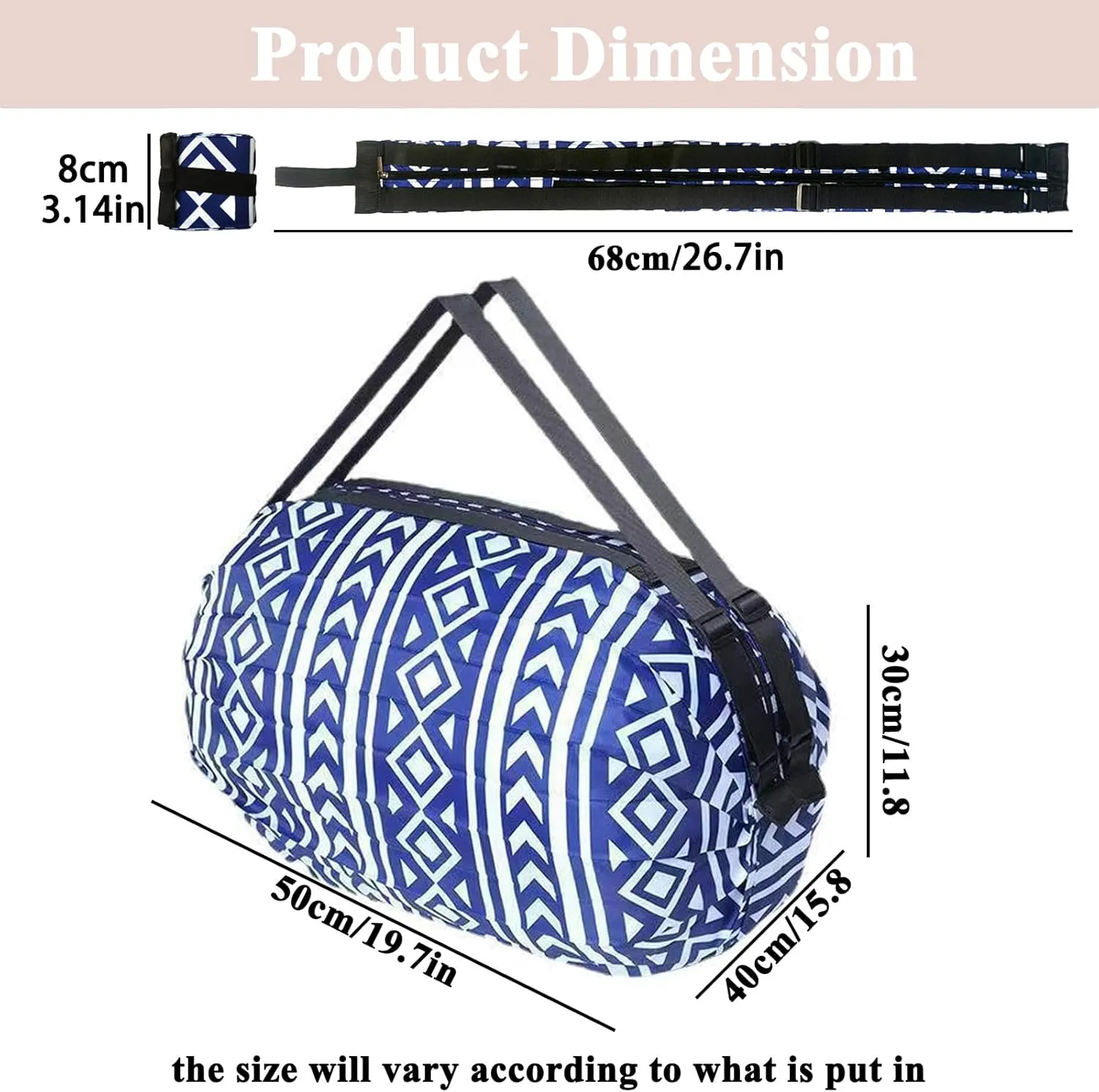 Dos & Nueve, 2 Pack Portable Folding Duffel Bag, Large Capacity Multipurpose Bag for Shopping，Travel & Sprots (Pink & Blue)