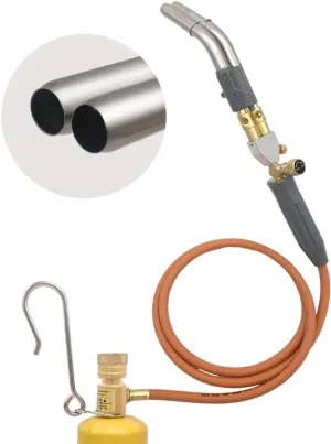 Double Heads Mapp Gas Torch Turbo with 5ft long Hose WT-10, Map Torch Turbo Tips Mapp Gas Propane Torch Head Handheld
