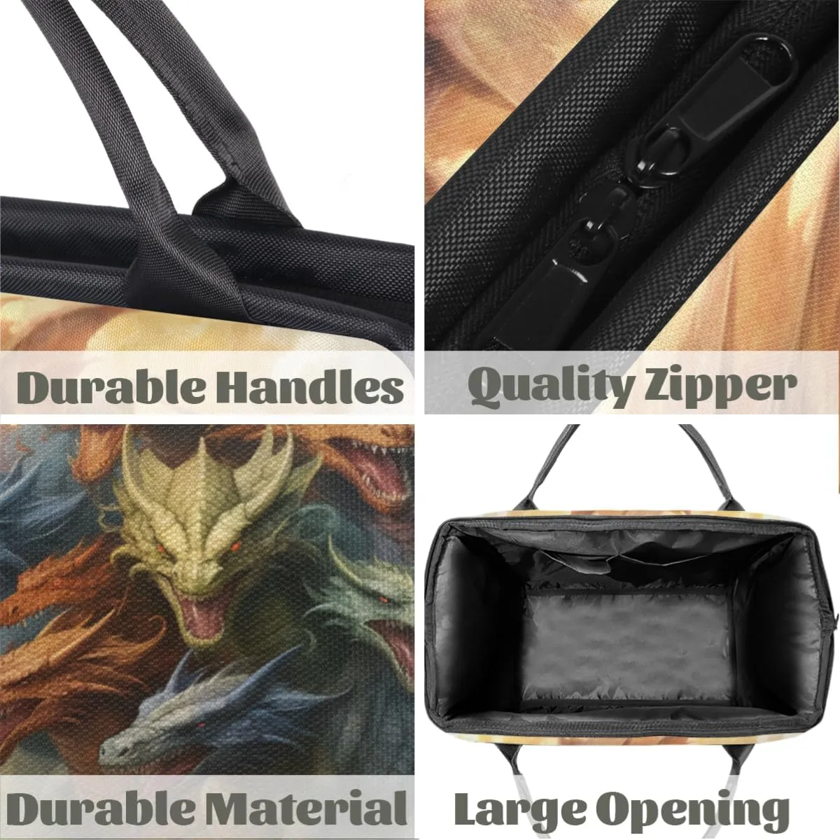 Dragon Painting Travel Duffle Bag, Waterproof Duffel Bag Weekender Overnight Carry On Bag Lightweight Sport Gym Bag for Men Women