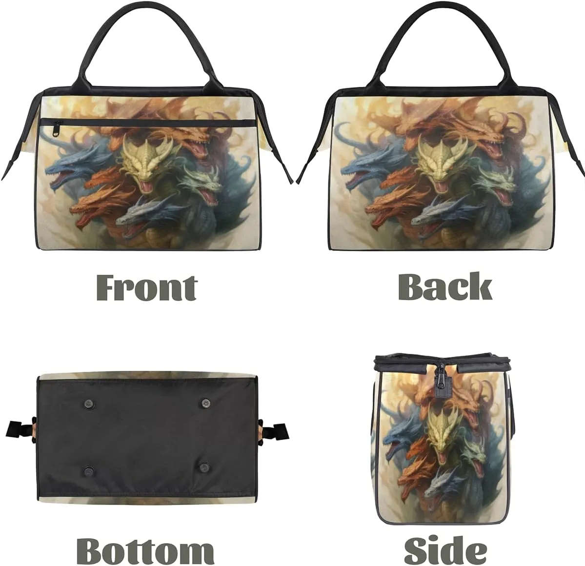 Dragon Painting Travel Duffle Bag, Waterproof Duffel Bag Weekender Overnight Carry On Bag Lightweight Sport Gym Bag for Men Women