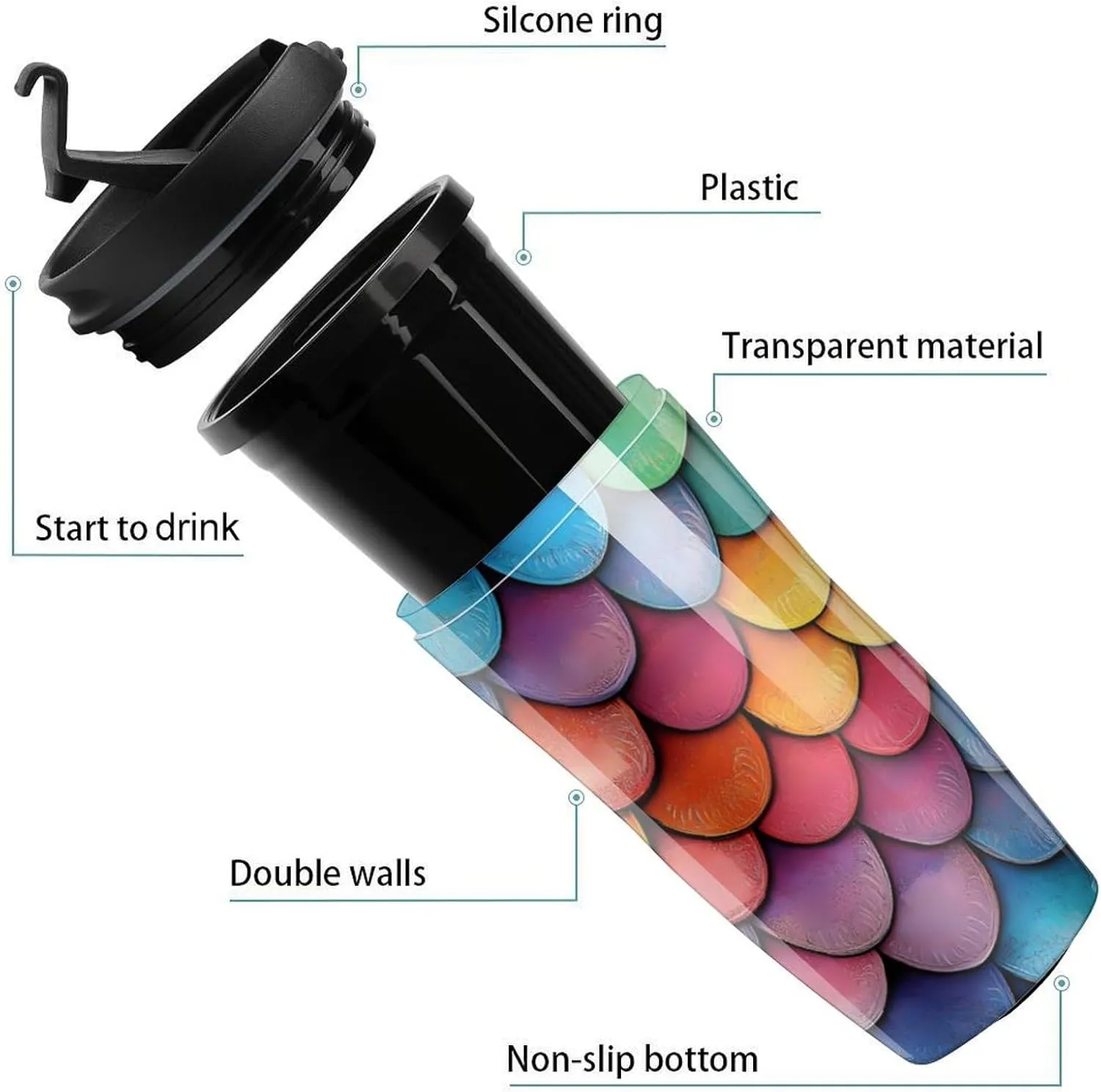Dragon Scale Coffee Mug with Lid Portable Tumbler Water Bottle for Travel Business 350ml