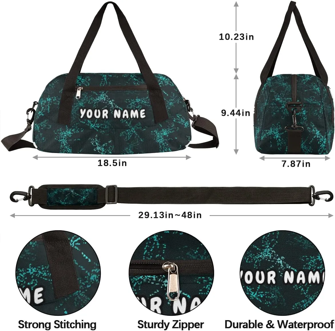 Dragonfly Print Personalized Kids Duffel Bag for Girls Boys, Dragonfly Debris Custom Dance Bag Overnight Small Duffel Bag Carry On Weekend Sports Travel Bag for School Practice Gymnastics Ballet
