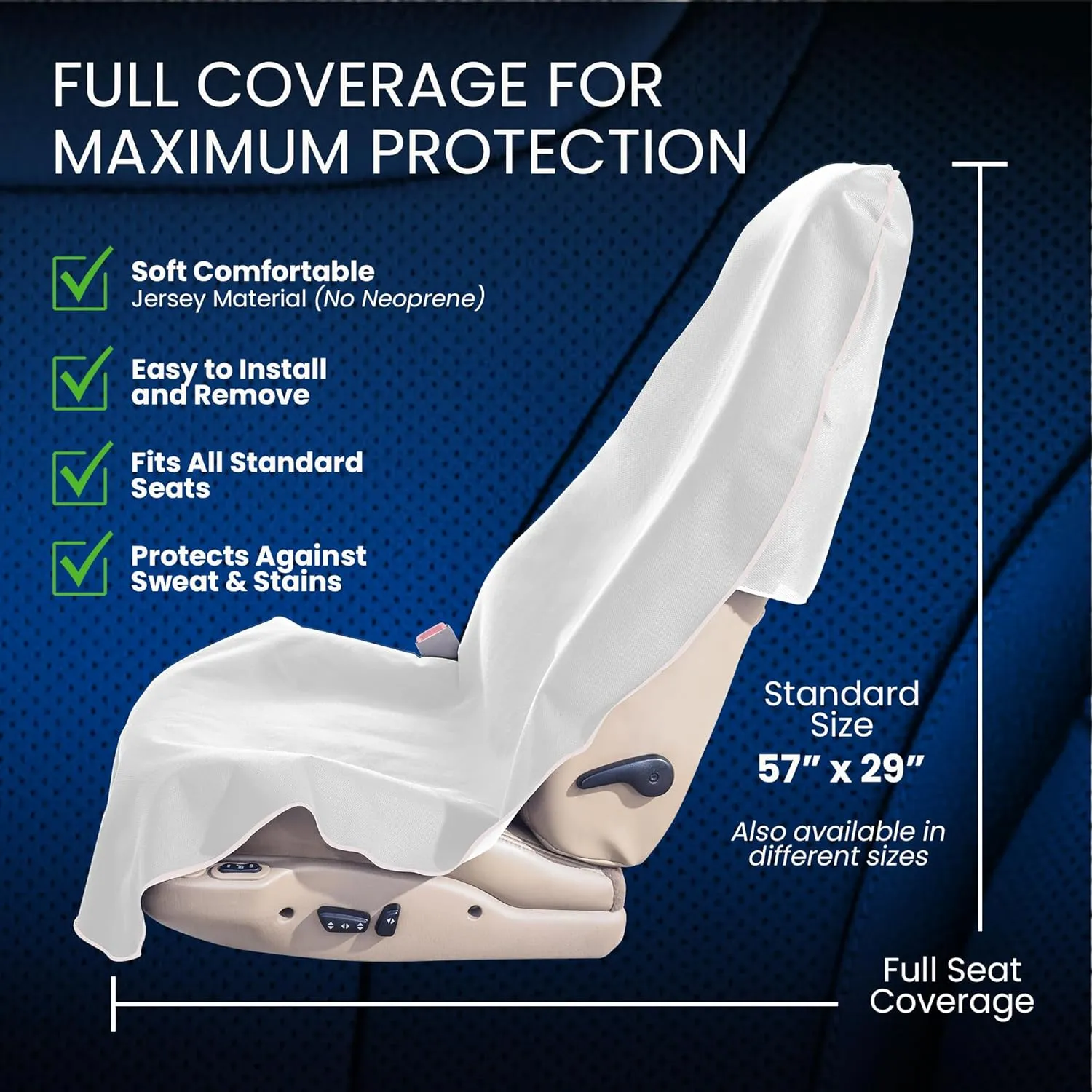 Dri Seats Waterproof Car Seat Cover – Premium Sweat Towel with Slip Resistant Backing for Front Seats in Car, Truck, SUV – Universal Seat Liner, Easy Install, Machine Washable, Breathable – Light Gray