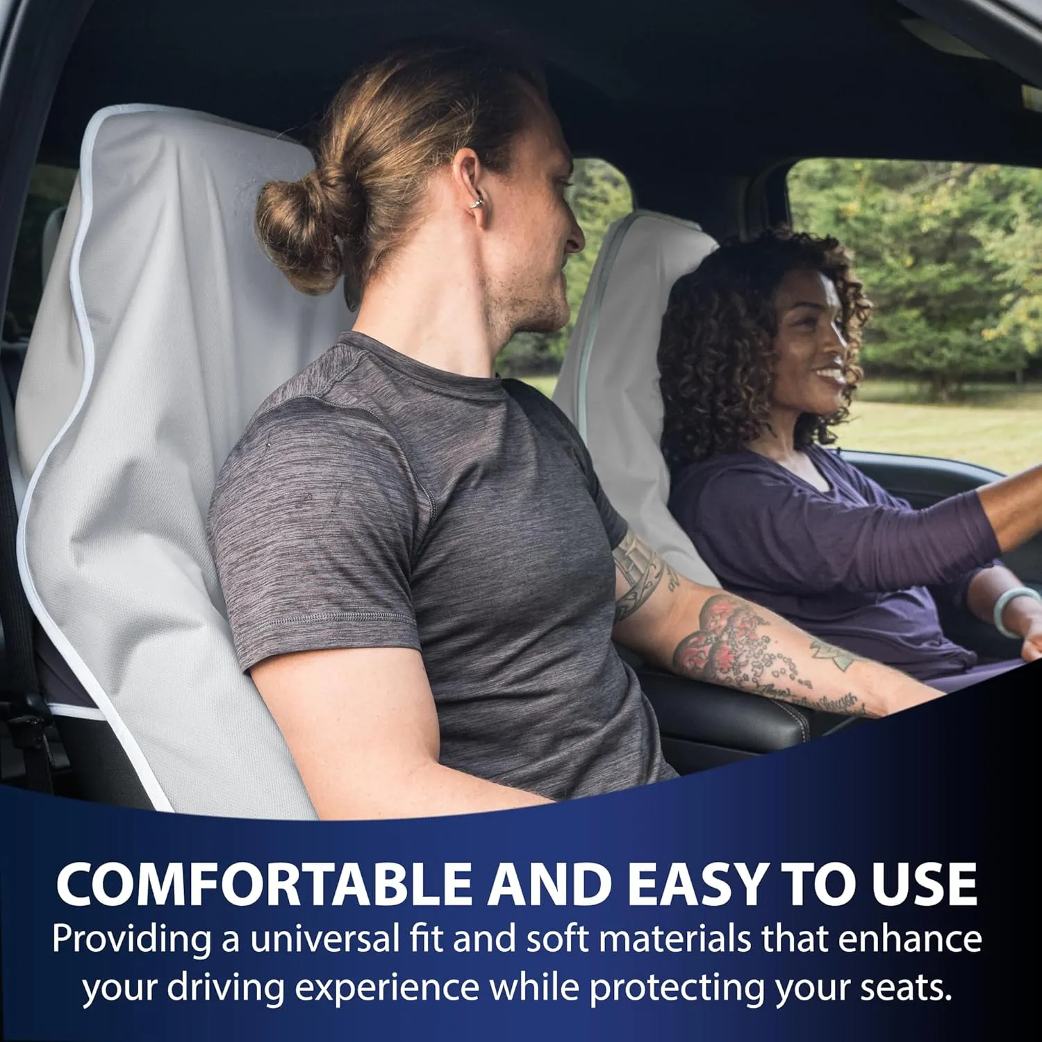 Dri Seats Waterproof Car Seat Cover – Premium Sweat Towel with Slip Resistant Backing for Front Seats in Car, Truck, SUV – Universal Seat Liner, Easy Install, Machine Washable, Breathable – Light Gray