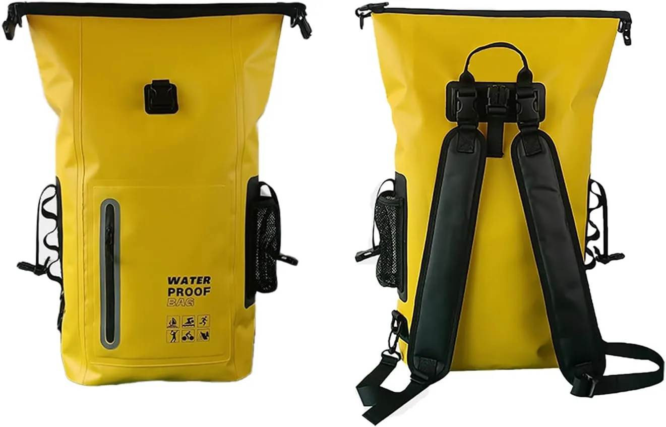 Dry Bag Waterproof 25L-Floating&Lightweight Dry Sack for Women Waterproof Backpack for Kayaking, Boating, Fishing, Swimming, Camping, Hiking-Roll-Top Seal&Adjustable Shoulder Straps (Yellow)