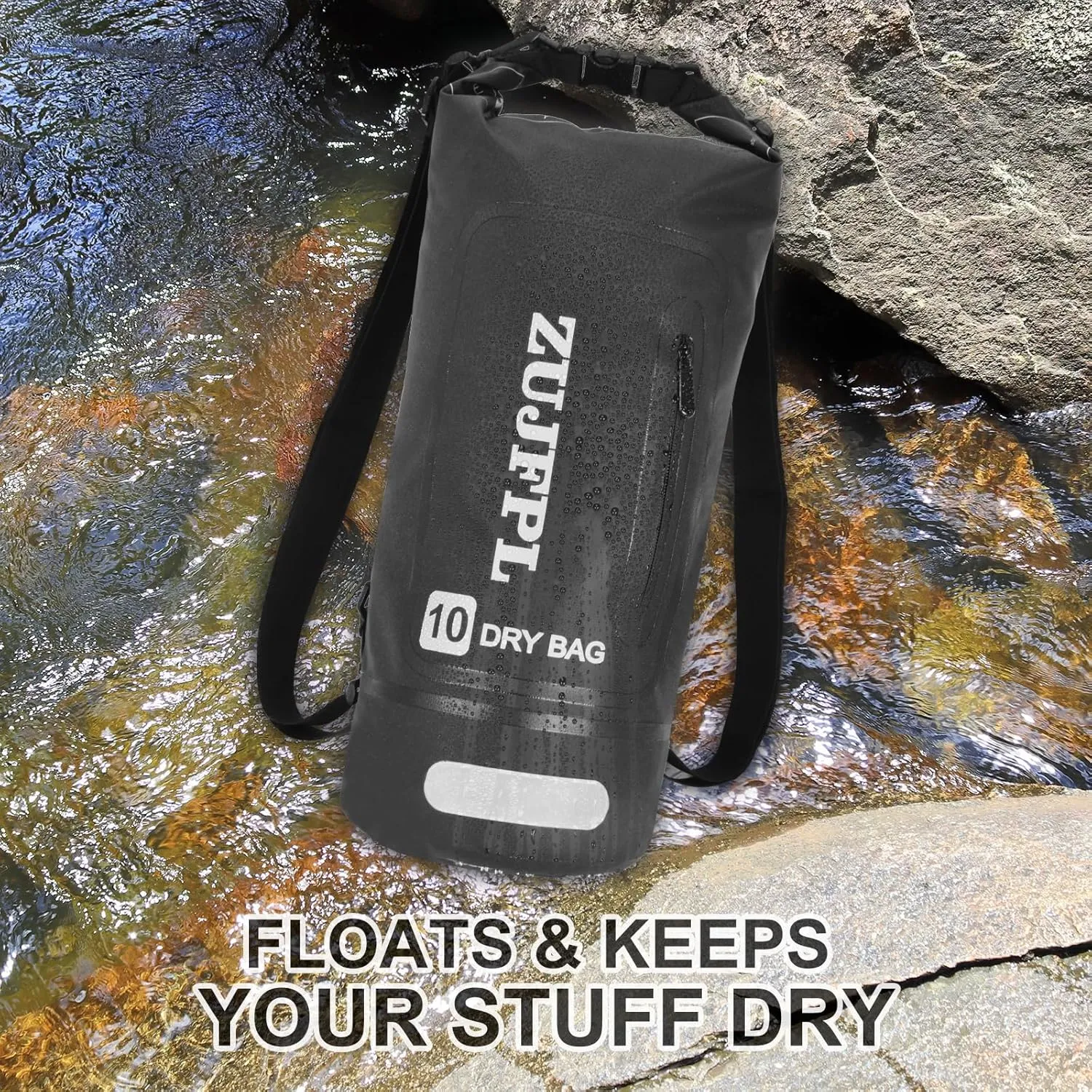Dry Bag Waterproof Floating Backpack 10L/20L/30L,Waterproof Bag for Women Men,Roll Top Dry Compression Sack Keeps Gear Dry for Boating, Kayaking, Surfing, Rafting and Fishing (black, 20L)