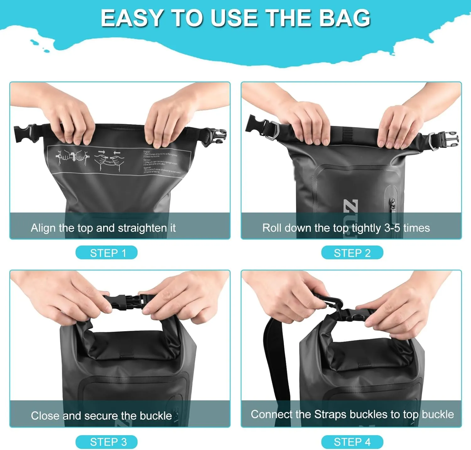 Dry Bag Waterproof Floating Backpack 10L/20L/30L,Waterproof Bag for Women Men,Roll Top Dry Compression Sack Keeps Gear Dry for Boating, Kayaking, Surfing, Rafting and Fishing (black, 20L)