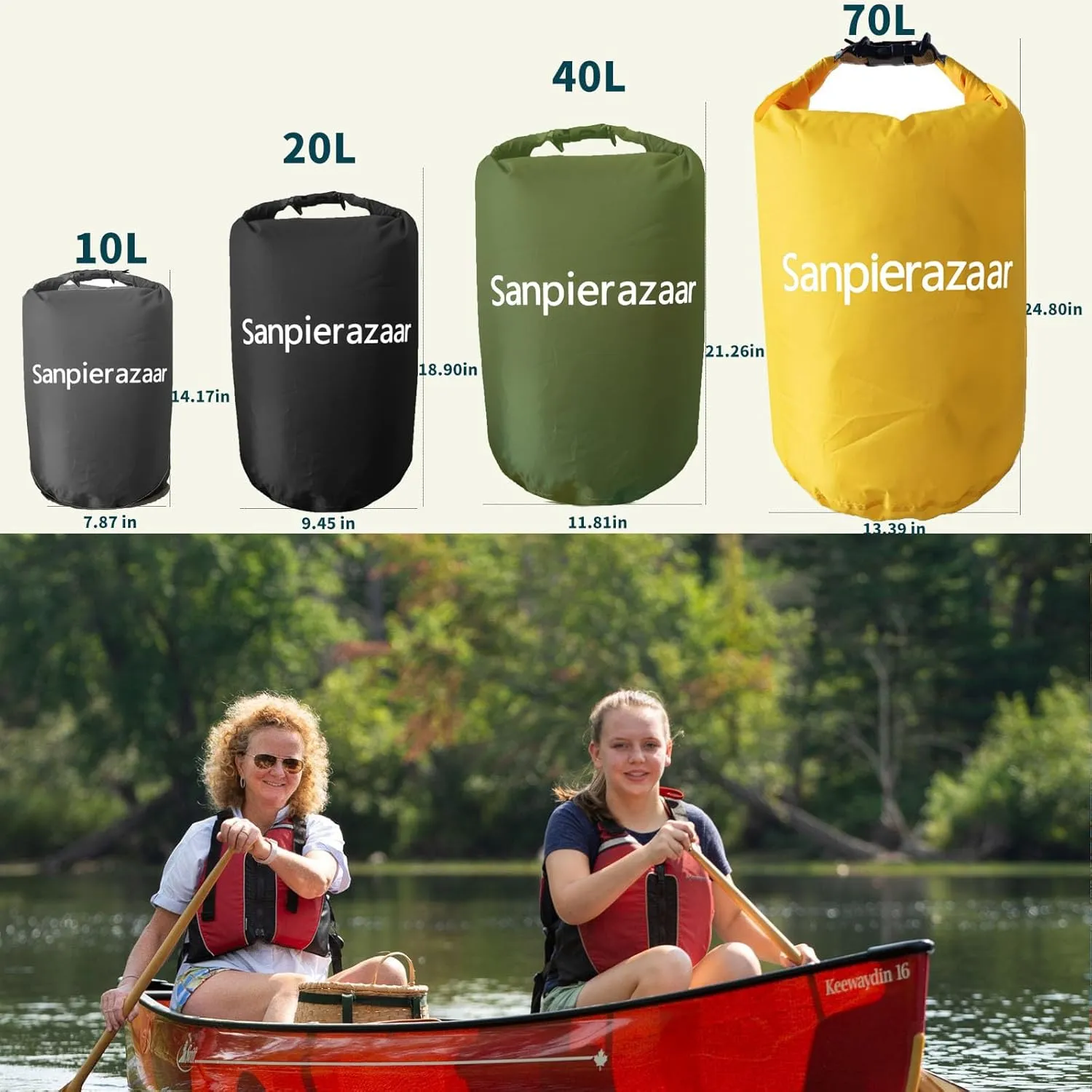Dry Bags Waterproof, Ultralight Dry Sack, 10L/20L/40L/70L Waterproof Bags,Roll Top Sack for Kayaking, Beach, Rafting, Boating, Hiking, Camping,Swimming (Yellow, 70L)