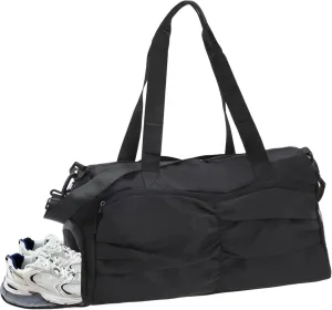 Duffle Bag for Travel, Water Resistant Gym Bag with Wet Pocket, Travel Duffle Bags, Carry on Weekenders Bags with Shoe Compartment, Black