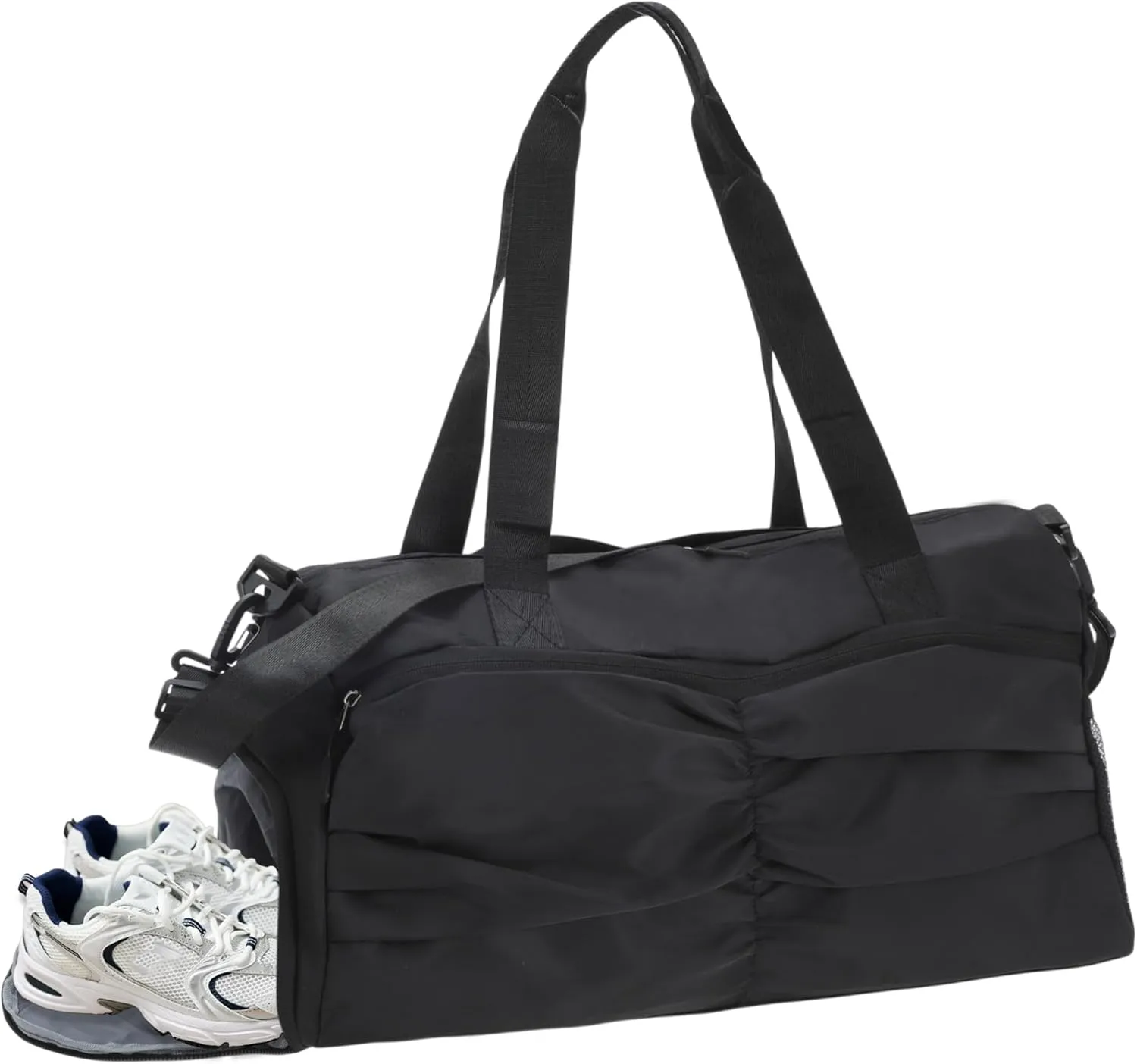Duffle Bag for Travel, Water Resistant Gym Bag with Wet Pocket, Travel Duffle Bags, Carry on Weekenders Bags with Shoe Compartment, Black