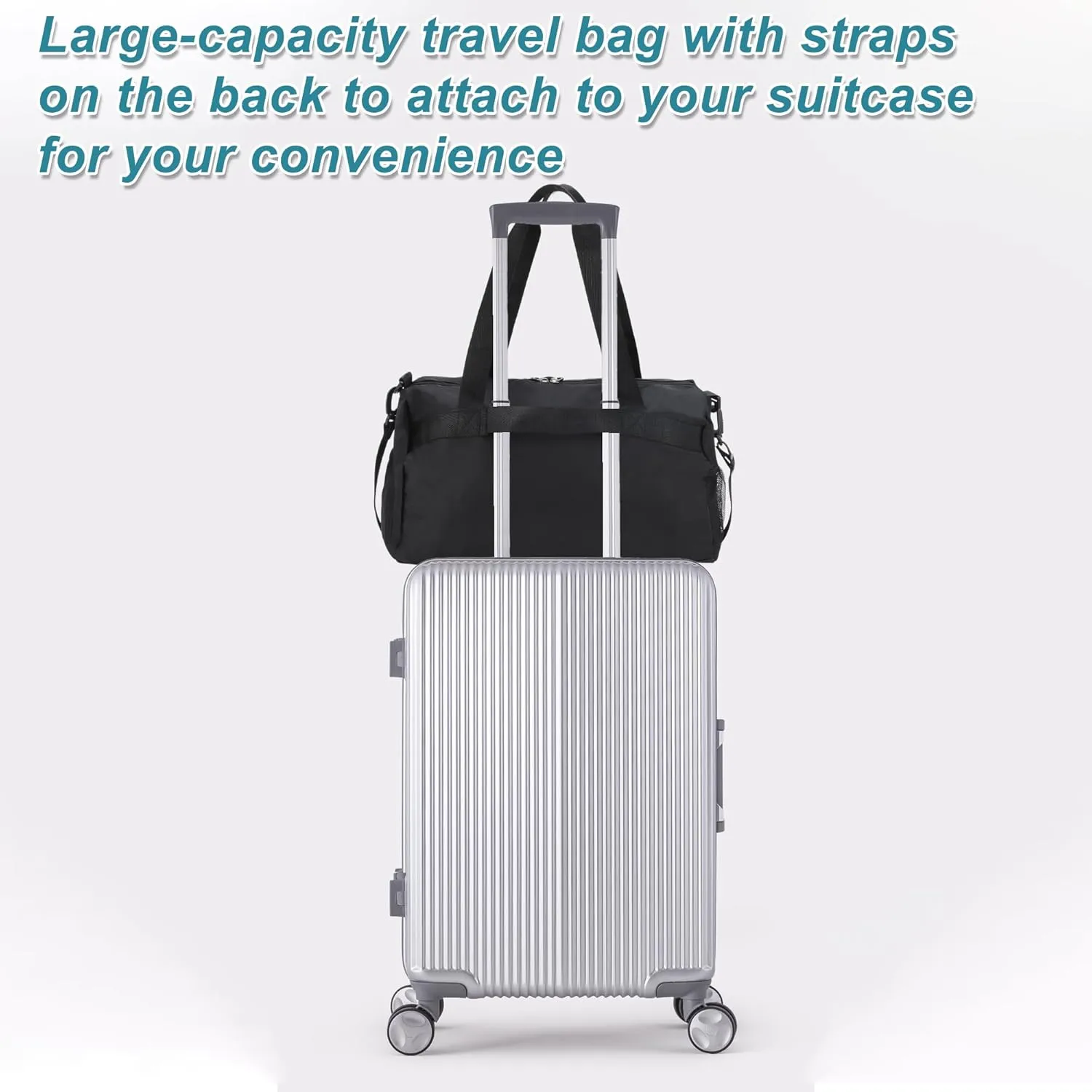 Duffle Bag for Travel, Water Resistant Gym Bag with Wet Pocket, Travel Duffle Bags, Carry on Weekenders Bags with Shoe Compartment, Black